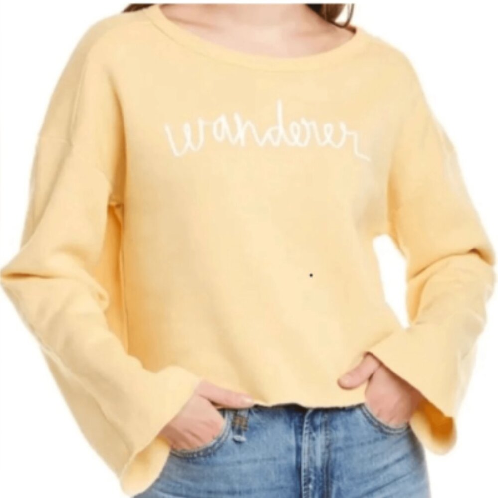 Wildfox Yellow 'Wanderer' Cropped Sweatshirt